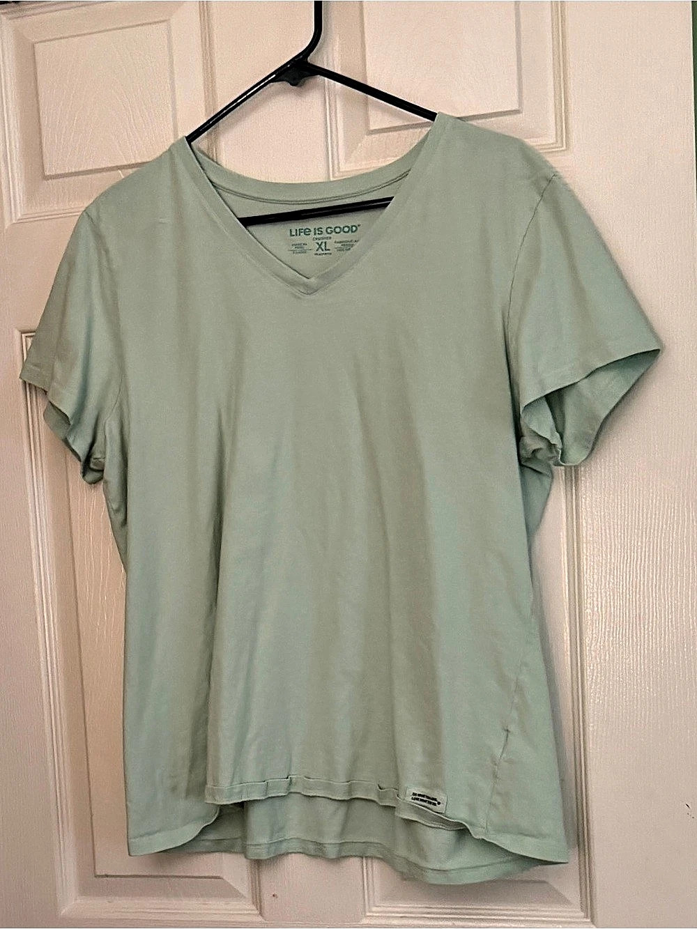 Life is Good Crusher Vee Women's V-Neck Tee Green XL